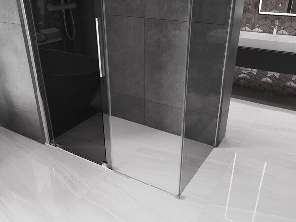 Mexen Velar, sprchový kout s posuvnými dveřmi 130 x 70 cm, 8mm šedé sklo, chromová, 871-130-070-41-01