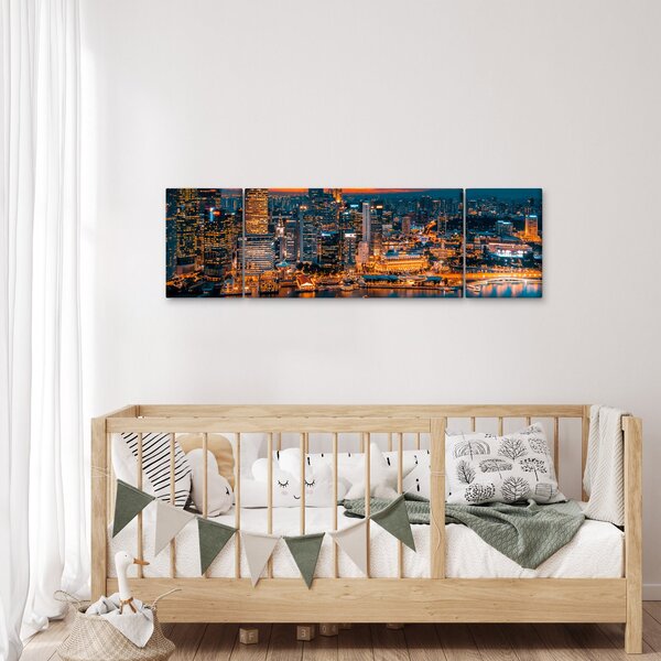 Obraz nočního města (170x50 cm)