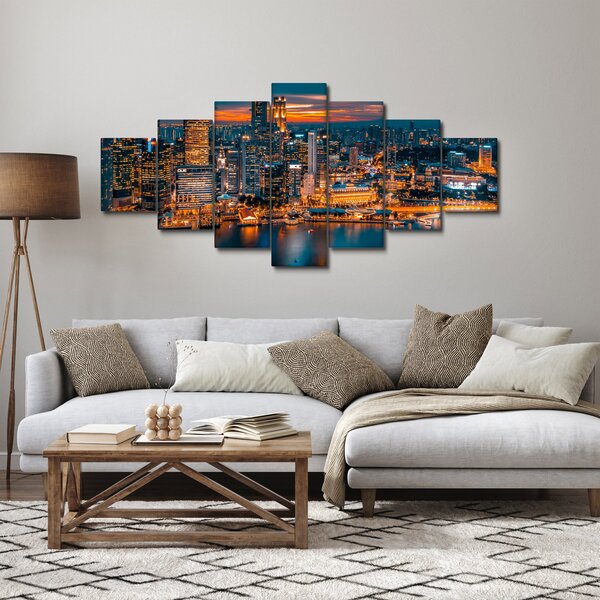 Obraz nočního města (210x100 cm)