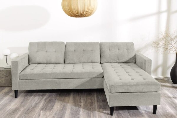 Moderní sedačka Sallen s manšestrovým potahem v béžově šedém odstínu greige do pravého nebo levého rohu 220 cm