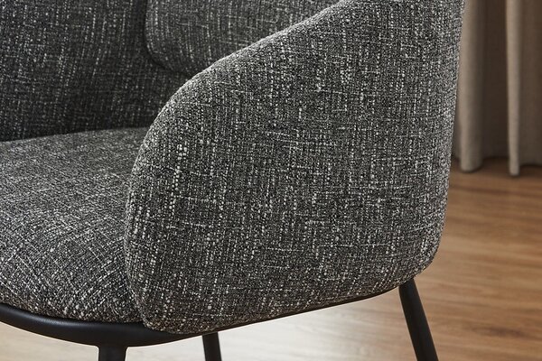 Designová industriální šedá jídelní židle Tromso s čalouněním s opěrkovým polštářem a kovovými nožičkami 56 cm