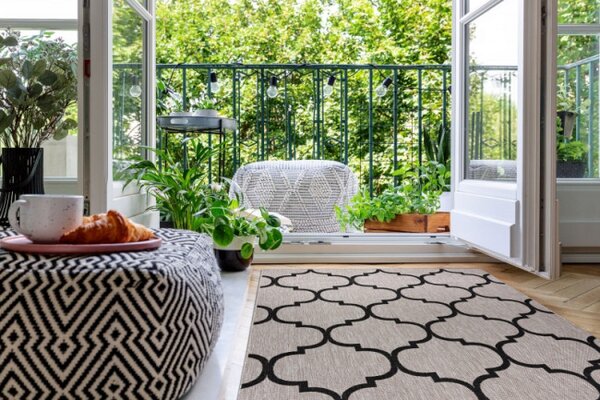 Koberec SIZAL FLOORLUX 20608 stříbrný / černý