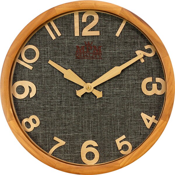 Dřevěné designové hodiny hnědé/šedé MPM E07.3660.5092