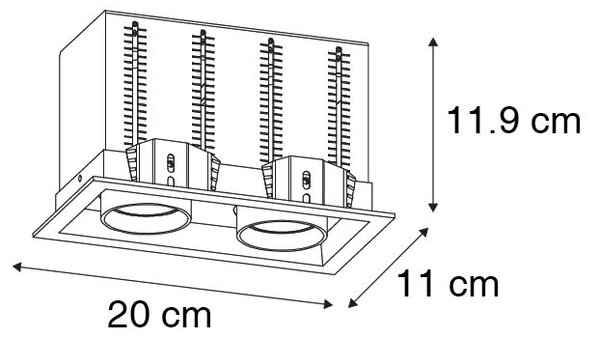 Moderní zapuštěné bodové světlo černé otočné 2-světlo - Roof