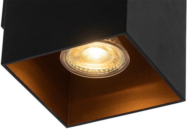 Designová nástěnná lampa čtvercová černá se zlatým vnitřkem - Sab