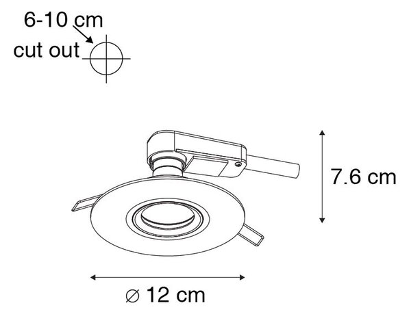 Sada 6 ks Moderní zapuštěné bodové černé 12 cm - Buco