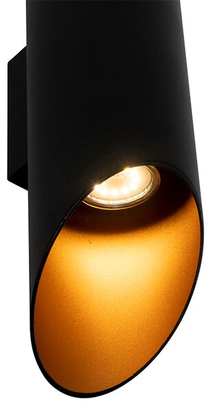 Moderní nástěnná lampa černá se zlatým vnitřkem 9,6 cm - Organo