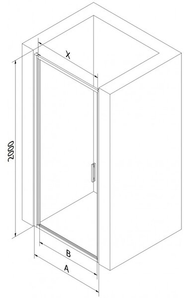 Mexen Exo, výklopné sprchové dveře 50 cm, čiré sklo, černý profil, 817-050-000-70-00