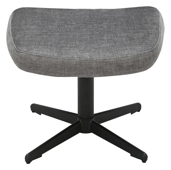 Moderní designová otočná podnožka Krespa s šedým sametovým potahem a černou kovovou nohou 45 cm