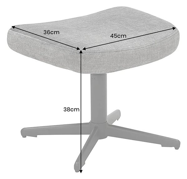 Moderní designová otočná podnožka Krespa s šedým sametovým potahem a černou kovovou nohou 45 cm