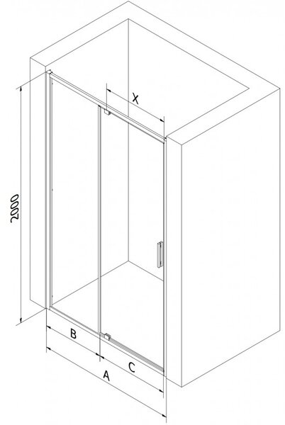 Mexen Exo, 1-křídlé dveře do otvoru 95x200 cm, 6mm čiré sklo, chromový profil, 819-095-000-01-00
