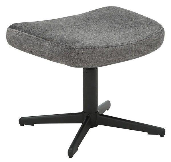 Moderní designová otočná podnožka Krespa s šedým sametovým potahem a černou kovovou nohou 45 cm