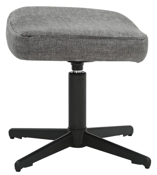 Moderní designová otočná podnožka Krespa s šedým sametovým potahem a černou kovovou nohou 45 cm