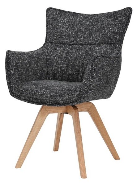Designová moderní jídelní židle Krespa s otočným sedátkem s opěrkami a potahem v antracitovém šedém provedení 58 cm