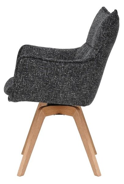 Designová moderní jídelní židle Krespa s otočným sedátkem s opěrkami a potahem v antracitovém šedém provedení 58 cm