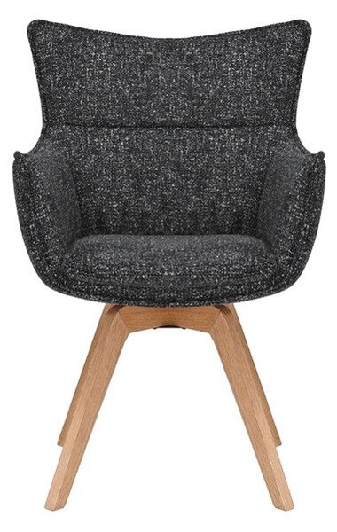 Designová moderní jídelní židle Krespa s otočným sedátkem s opěrkami a potahem v antracitovém šedém provedení 58 cm