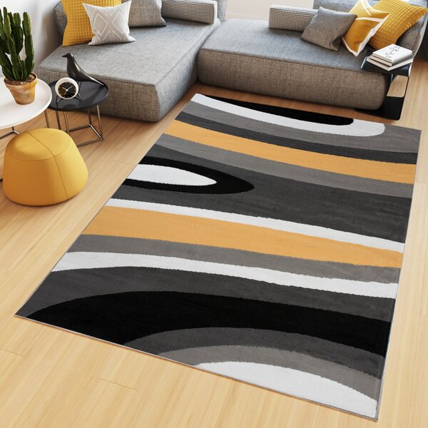 Makro Abra Kusový koberec moderní MAYA Z895A žlutý šedý Rozměr: 80x150 cm