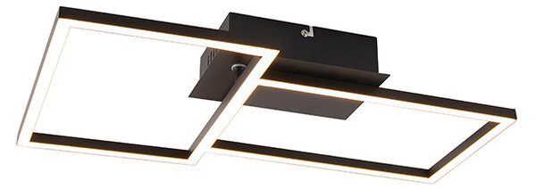 Stropní lampa čtvercová černá 3-stupňový stmívač - Plazas Novo