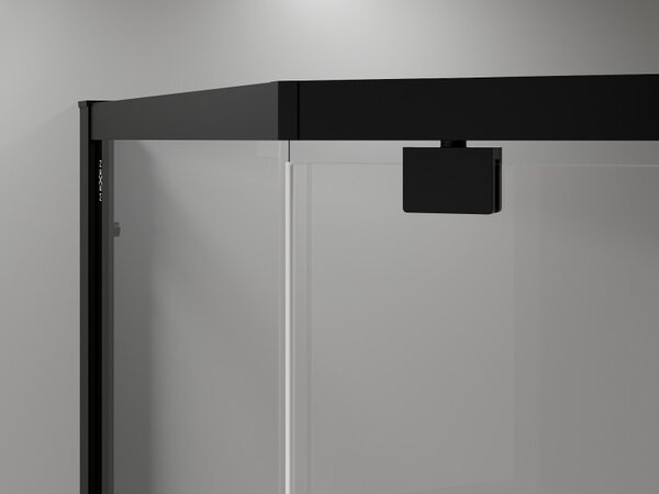 Mexen Exo, pětiúhelníková sprchová kabina výklopná, 90x80 cm, transparentní sklo, černá, 812-090-080-70-00