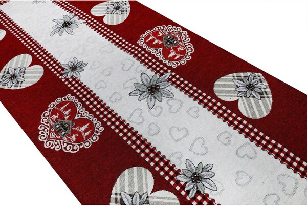Gobelínový běhoun na stůl Chenille IT026 Barva Rudá Rozměry 40x130 cm