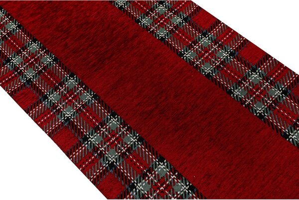 Vánoční gobelínový běhoun na stůl Tartan bordó Chenille IT025 Barva Bordó Rozměry 40x130 cm
