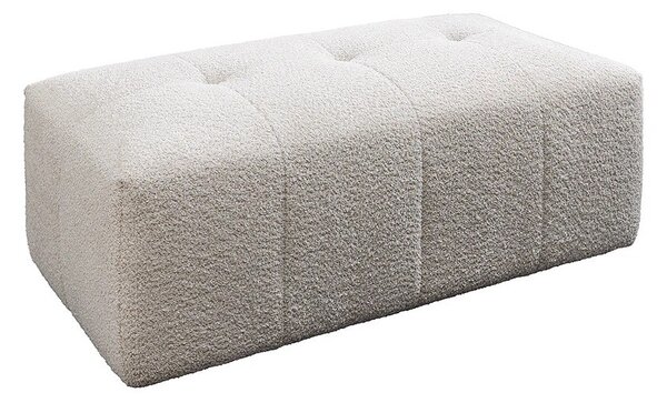 Moderní bouclé dvoumístná obdélníková taburetka Queen v šampaňské béžové barvě s prošíváním 118 cm