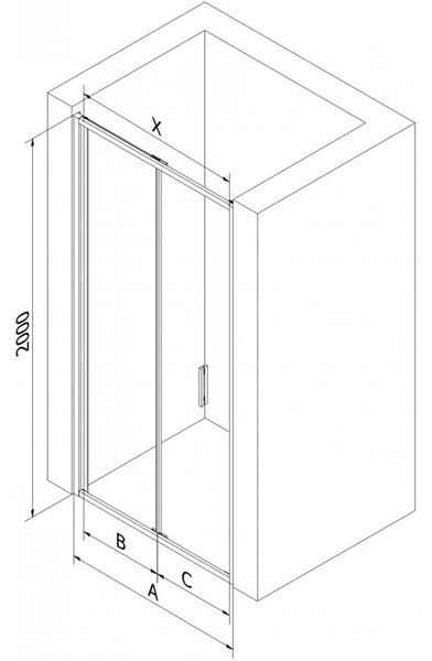 Mexen Exo, skládací dveře do otvoru 85x200 cm, 6mm čiré sklo, černý profil, 816-085-000-70-00