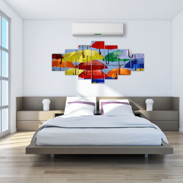 Obraz barevných deštníků (210x100 cm)