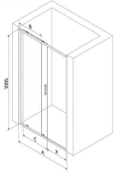 Mexen Exo, posuvné dveře do otvoru 130x200 cm, 6mm čiré sklo, chromový profil, 8151-130-000-01-00