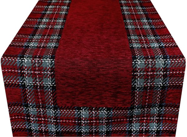 Vánoční gobelínový běhoun na stůl Tartan bordó Chenille IT025 Barva Bordó Rozměry 40x130 cm