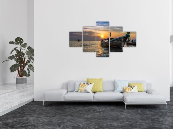 Obraz lodě u břehu (125x70 cm)