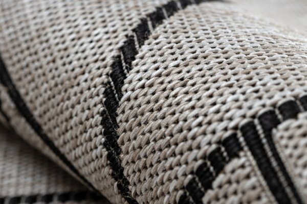 Koberec SIZAL FLOORLUX 20605 geometrický trojúhelník - stříbrný / černý