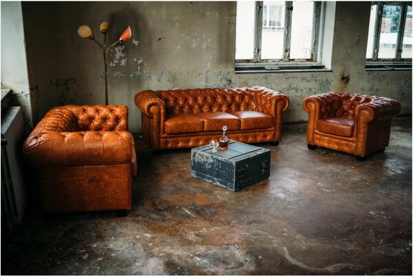 Sob nábytek - Křeslo Chesterfield vintage pravá kůže - F0A00000007W
