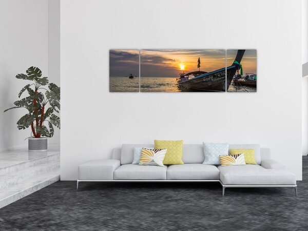 Obraz lodě u břehu (170x50 cm)