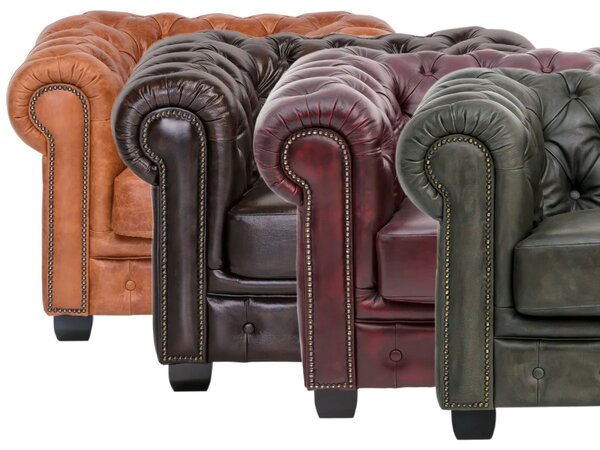 Sob nábytek - Křeslo Chesterfield zelená pravá kůže - F0A00000882W