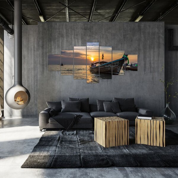 Obraz lodě u břehu (210x100 cm)