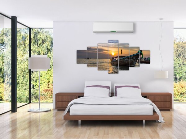 Obraz lodě u břehu (210x100 cm)