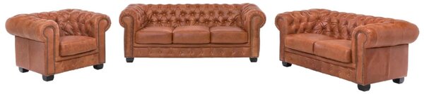 SOB Nábytek - Luxusní sedací souprava Chesterfield vintage pravá kůže - F0A00000322W
