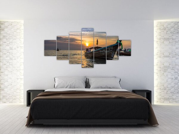 Obraz lodě u břehu (210x100 cm)