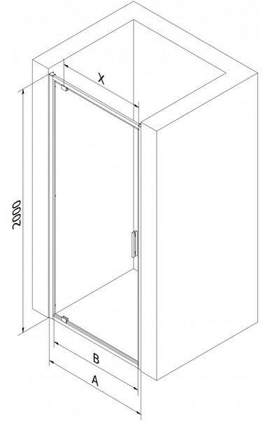 Mexen Exo, výklopné sprchové dveře 60 cm, čiré sklo, zlatá, 8181-060-000-50-00