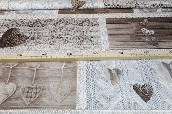 Bavlněná látka Shabby love béžová, š. 145 cm Barva Béžová Rozměry Šířka 145 cm