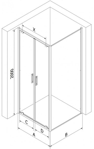 Mexen Exo otevírací sprchový kout 80 x 100 cm, transparentní, černý - 8182-080-100-70-00