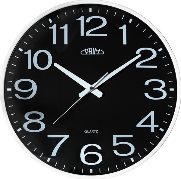 Nástěnné plastové hodiny bílé/černé PRIM Klasik Style - 3987 black