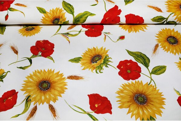 Bavlněný ubrus Slunečnice a divoké máky 90x90 cm Made in Italy Barva Vícebarevná Rozměry 90x90 cm