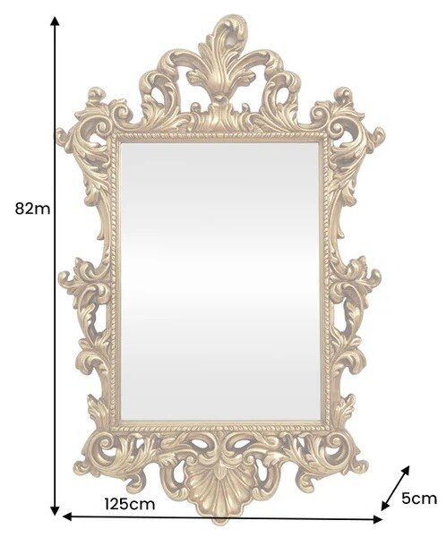 Glamour barokní obdélníkové nástěnné zrcadlo Garin se zlatým rámem s florálním motivem 125 cm