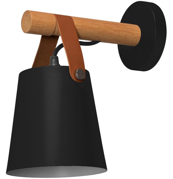 Toolight - Kovová nástěnná lampa s černým páskem 1xE27 60W APP466-1W, černá-hnědá, OSW-00902