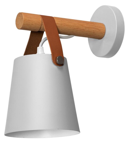 Toolight - Kovová nástěnná lampa s řemínkem 1xE27 APP467-1W, bílá-hnědá, OSW-06916