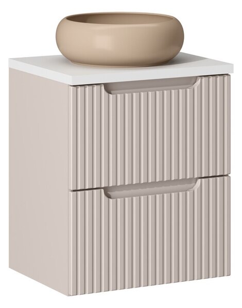 Comad Závěsná skříňka Nova Cashmere Wiki II s deskou a umyvadlem 50 cm kašmírová/bílá