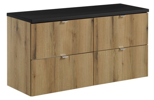 Comad Závěsná skříňka pod umyvadlo Nova Oak s deskou 120 cm dub evoke/černá