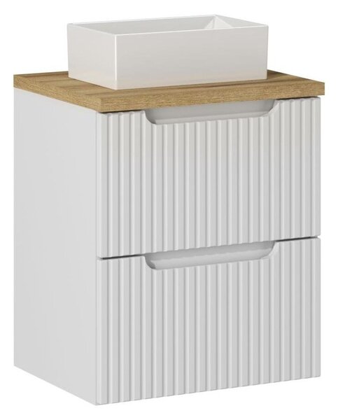Comad Závěsná skříňka Nova White Gaja I s deskou a umyvadlem 50 cm bílá/dub evoke
